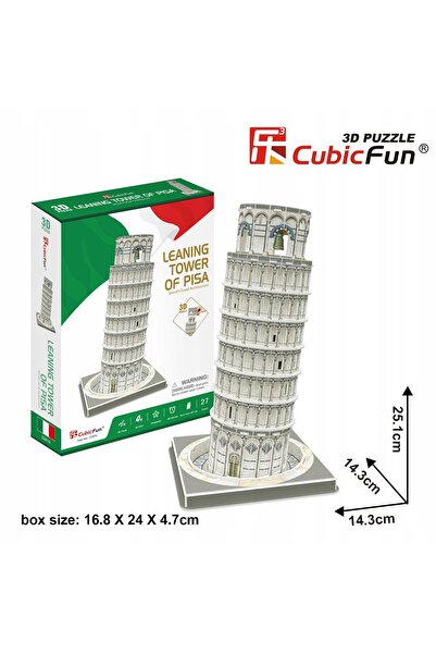 NO BRAND Puzzle 3D CUBIC FUN Construiește Lumea Turnul Curbat din Pisa C241H ...