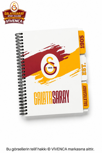 Galatasaray VİVENCA İLE YENİ SEZON LİSANSLI KARTON KAPAK AYRAÇLI SPİRALLİ PLA...