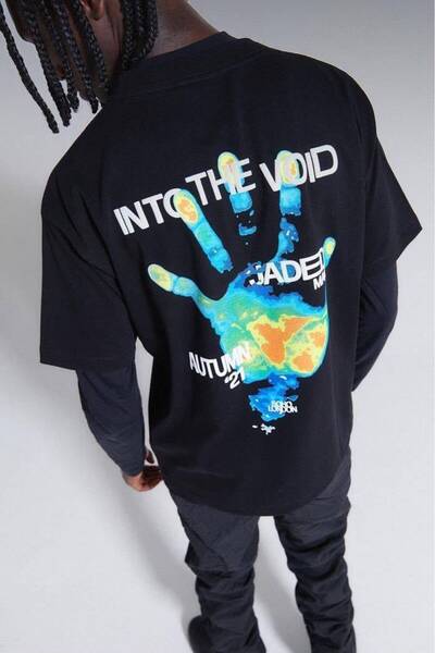 JANTIL MODA Black Unisex Oversize 100% Cotton Crew Neck Short Sleeve T-Shirt
