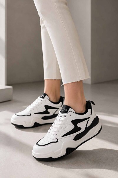 Lufian Women's White - Beige Sneaker Casual Sports Shoes Thick Sole Casual Wa...