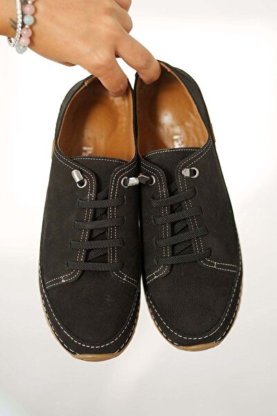 Parponi Jasmin Women's Genuine Leather Daily Use Shoes Black