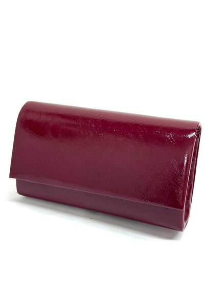 NAZART Women's Tiny Wrinkled Skin Burgundy Evening Dress Clutch Chain Strap H...