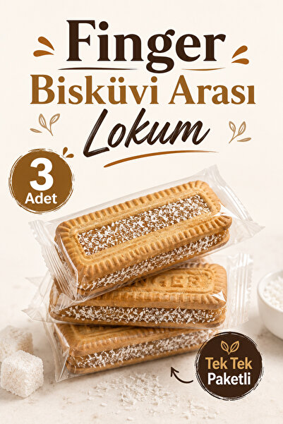 Şener TEK TEK PAKETLİ FİNGER BİSKÜVİ ARASI LOKUM KISTIRMA LOKUM 3 ADET