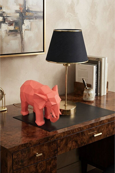 Bun Design Luna Gold Modern Masa Lambası - Kumaş Şapkalı Abajur 45 cm