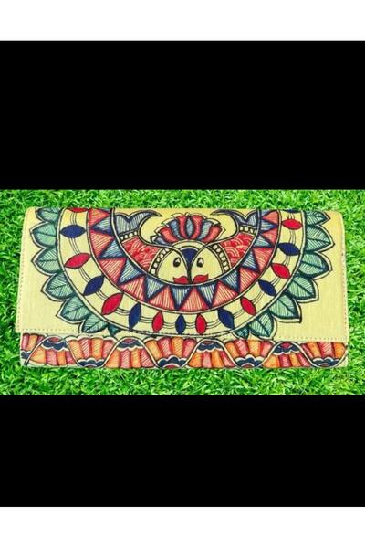 Kanyaka Indian Madhubani-Painting Khadi-Cotton Hand clutch