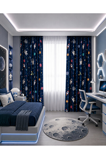 HOMESSA Astronaut, Rocket and Planet Patterned Double Winged Children's Room ...