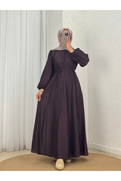 MİHRA STORE Taliz Sewing Detailed Voile Dress with Elasticated Sleeves-Pa9885...