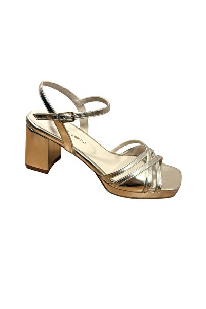 PUNTO 639038 Cross-Strapped Square Heeled Thin Platform Evening Dress Shoes'H...