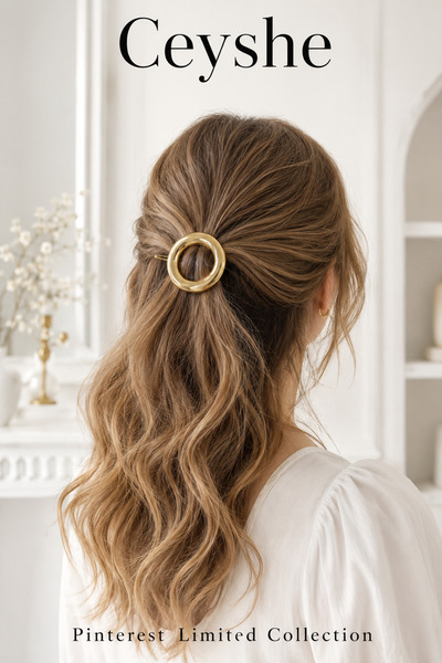 CeyShe Pinterest Large Ring Imported Shiny Gold Gold Plated Round Metal Clip ...