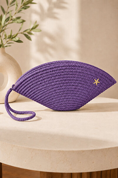 Naspar Purple Color Stitched Wrist Strap Handbag Daily Use Women's Clutch Bag...