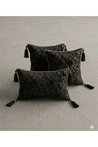 ANKABAYB Luxurious Velvet-Like Decorative Cushion Cover with Gold Piping and ...