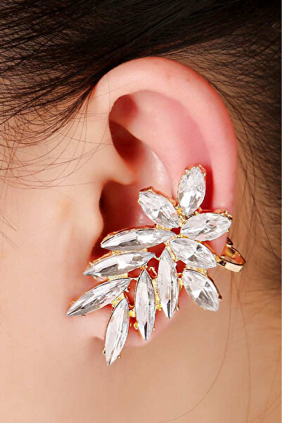 VeeShop Εντυπωσιακό σκουλαρίκι ear cuff, Χειμερινό Λουλούδι, με αιχμηρούς λευ...