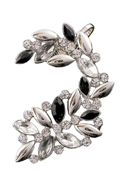 VeeShop Statement ear cuff earring, with white, black, gray and metallic crys...