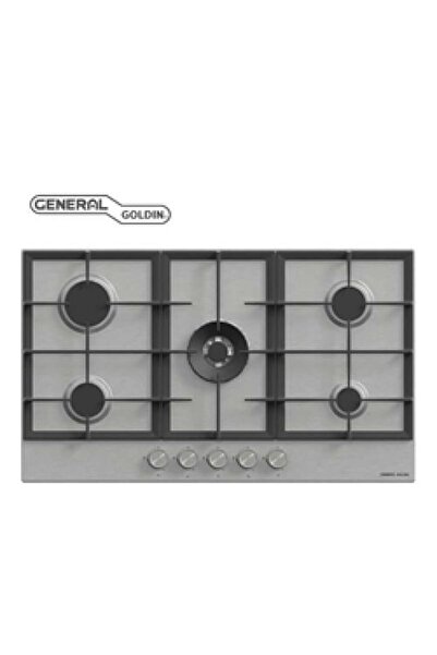 General Goldin General Golden 90 cm Built-in Gas Hob — 5 Burners Steel Front ...