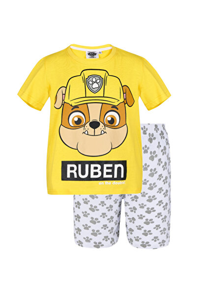 PAW PATROL Κίτρινες πιτζάμες 4-10 ετών με σχέδιο Rubble και εκτύπωση 100% βαμ...