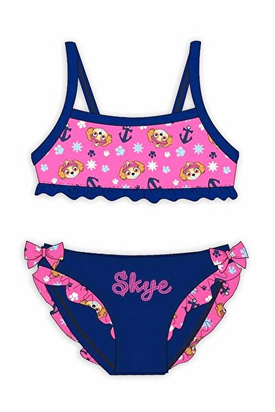 PAW PATROL Costum de baie întreg ciclam-bleumarin 3-8 ani cu 2 fundițe 88% po...