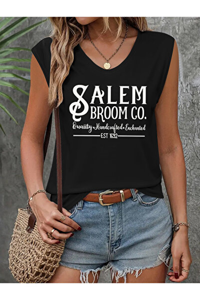 Deocept Women's Mix Printed V-Neck Sleeveless Regular Fit Comfortable T-Shirt
