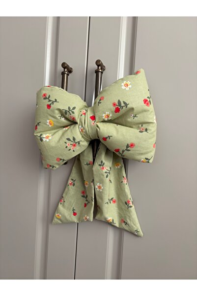 ToffyStore Green Vintage Flowered Fiber-Filled Bow