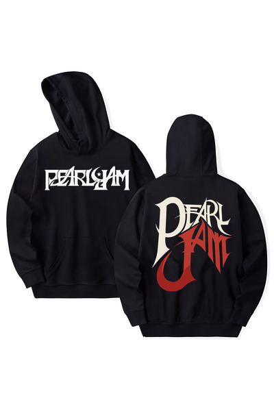 STİL-X Pearl Jam Printed Cotton Long Sleeve 3 Thread Hooded Sweatshirt