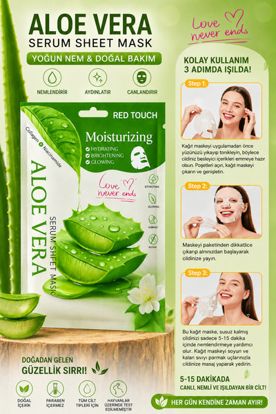 RED TOUCH Natural 100% Aloe Vera Serum Sheet Mask