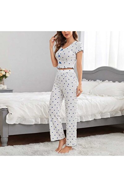LaFont Women's Sexy Pajama Set with Lovely Heart Pattern