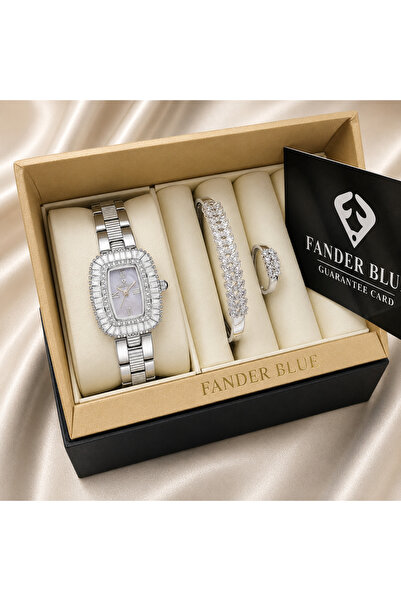 FANDER BLUE Fender Blue Women's Premium 3-Piece Set – All Silver with Pearl W...
