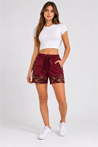 Asmedo Girl's Premium Swim Shorts with Zipper Pockets and Mesh Lining - Burgundy