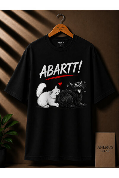 ANEMOS Wear ABARTTI! Премиум унисекс черна тениска с хумористичен принт |   С...