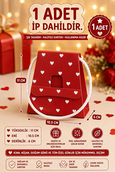 Emtory Home Beyaz İpli Hediye Paunlı Çanta Paket - Anneler Günü Hediye Kutusu...