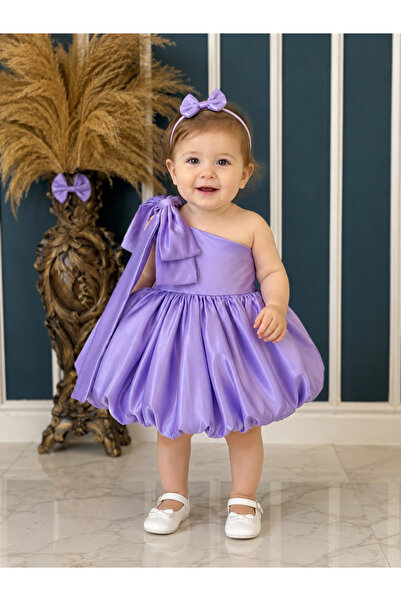 Dizaynbyasena Purple One-Shoulder Balloon Skirt with Bow Detail Puffy Girl's ...