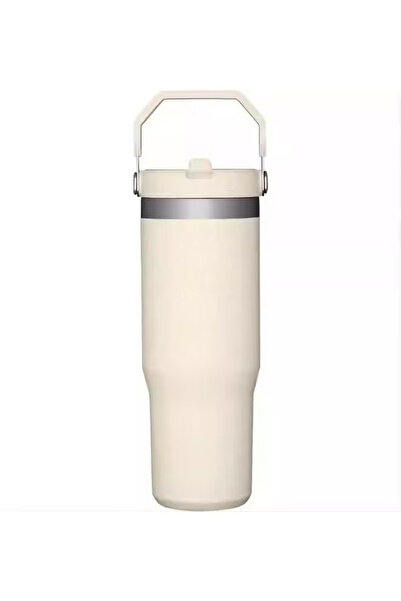 Generic 30 oz Cream Insulated Stainless Steel Travel Tumbler with Handle, Str...