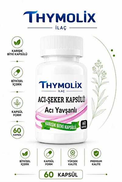 THYMOLİX İLAÇ Acı Şeker Acı Yavşanlı Karışık Bitki Kapsülü 60 Kapsül