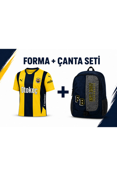 Fenerbahçe Original Licensed Unisex Yellow and Navy Blue Children's Jersey wi...