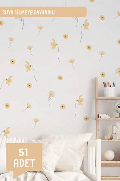 alışveriş kurdu Yellow Spring Flowers Themed Leaves and Flowers Children's Ro...
