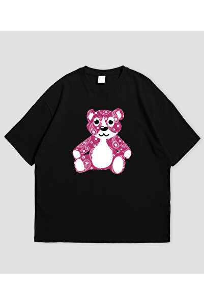 Grafftee Clothing تي شيرت ملون مطبوع عليه دب للجنسين مقاس كبير