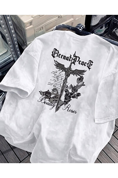 Touz Moda Beauty of Roses Washable Vintage Unisex Oversized T-Shirt