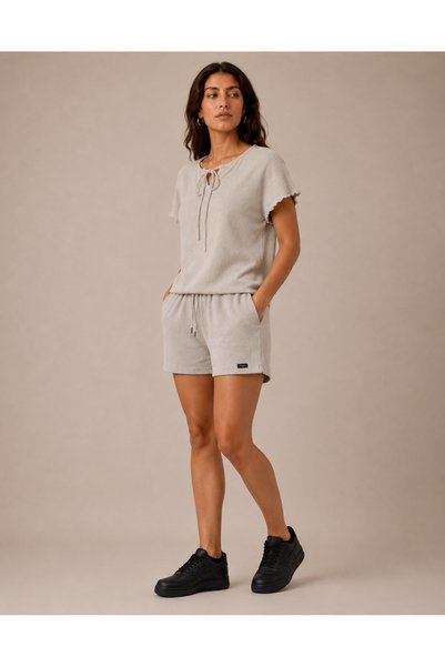 just wear zt Women's Tie-Detail Blouse Shorts Set