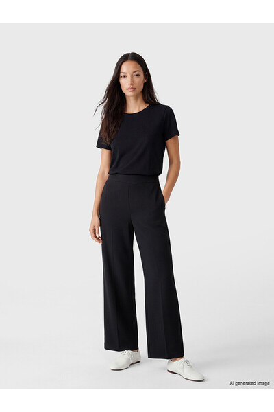 LC Waikiki Trendlucky Women's Wide Leg Sweatpants with Elastic Waist and Cont...