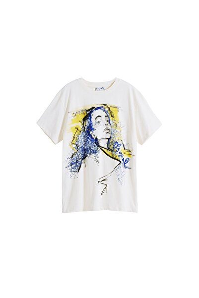 Desigual Tricou de damă 25WWTK05 Alb