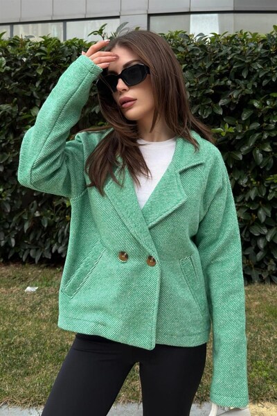 Moda4x4 Women's Clothing Green Double-Breasted Collar, Double Buttons, Comfor...