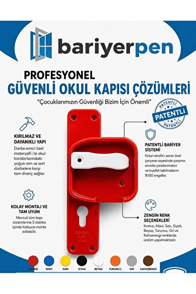 BARRİYERPEN KIRILMAZ GÜVENLİ KAPI KOLU KIRMIZI AYNA BEYAZ KOL