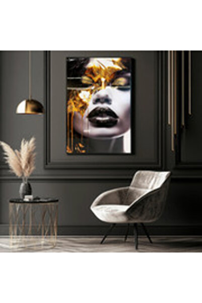 MallDeco Tablou Canvas Glam Gold, Finisaj Lucios cu Decor Acrilic Reliefat