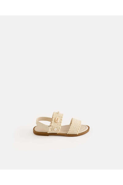 REDTAG Infant Girls Cream Crochet Backstrap Sandals