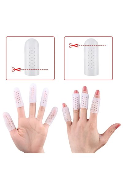 ORGANICYOU Jinhou Ultra Silicone Toe/Hand Protector & Separator, Perforated, Breathable, Provides Relaxation, Relief, New Design, Reusable Color: White, Size S (2 Pieces), m (4 Pieces), L (2 Pieces)