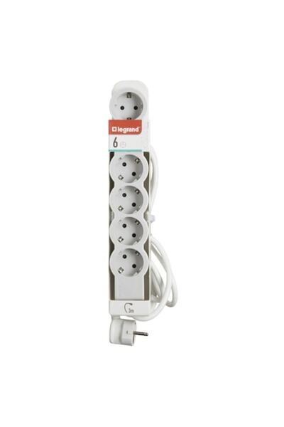 Legrand Prelungitor, 6 prize, cablu 3x1.5mm, lungime cablu 3m, Alb/Gri