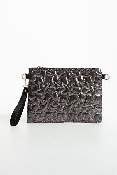 LUNABLU Star Embroidered Portfolio Handbag with Chain and Wrist Strap, Satin ...