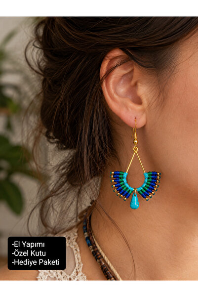 HER ŞEY NOTA www.herseynota.com Handmade Turquoise Beaded Macrame Bohemian Wo...