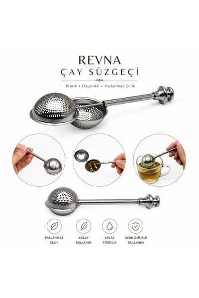 REVNA HERBAL Revna Paslanmaz Çelik Bitki Çayı Süzgeci