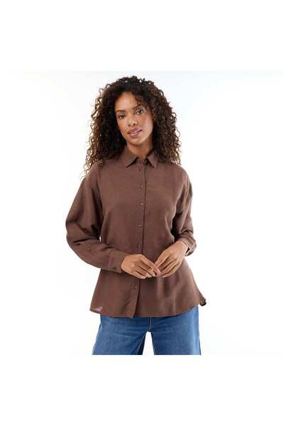 KIABI Blended Linen Shirt BROWN