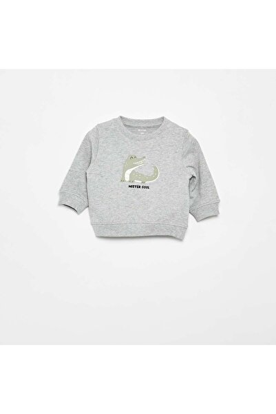 KIABI Lightweight Fleece Sweatshirt with Print GREY